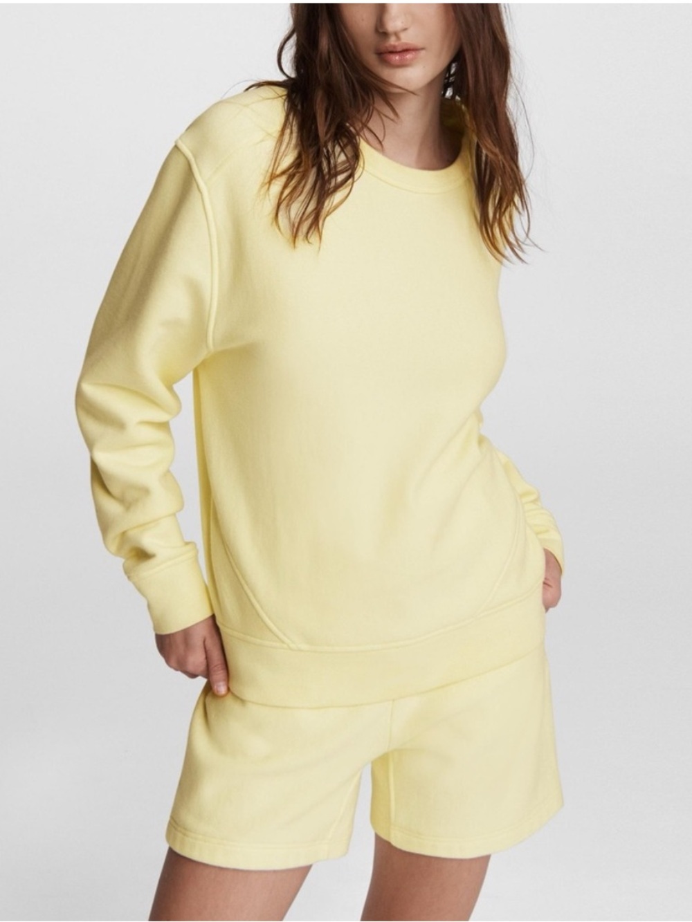 Rag & Bone City Sweatshirt Yellow Organic Cotton Cropped Pullover Small
